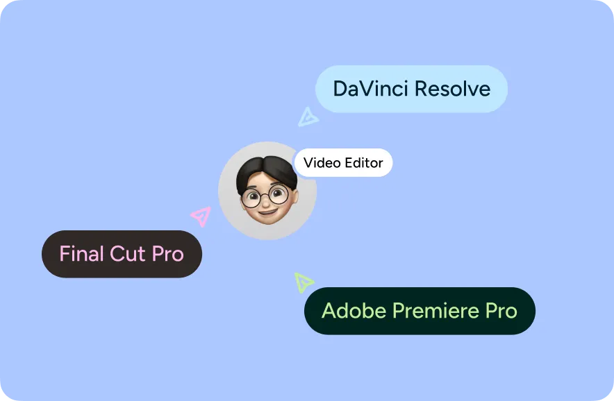 Illustration of the tools a video editor uses